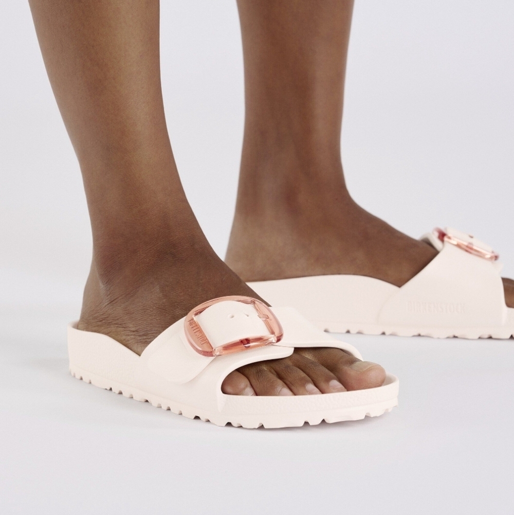 Birkenstock Madrid Pink Slide Sandals with Rose Buckles New Size US 8-8.5 Chic - Picture 4 of 14